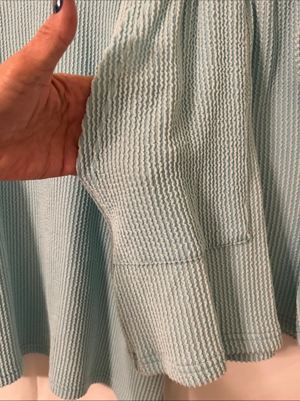 Zenana Outfitters Soft Waffle Knit Shorts and shirt in light blue. Never worn. - Picture 7 of 8